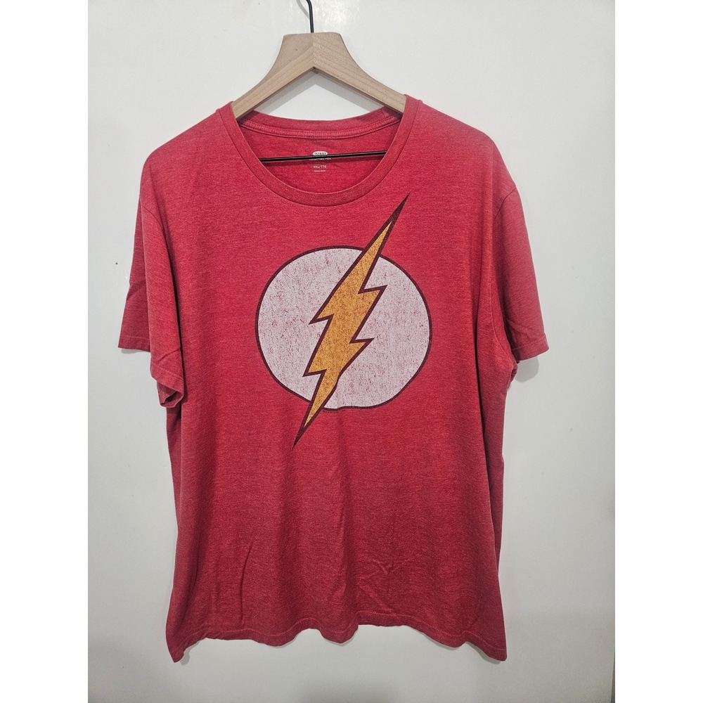 Old Navy DC Comics The Flash Graphic T-Shirt Mens XXL Red Heathered Logo Tee
